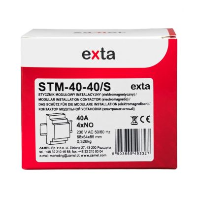 Stycznik modułowy ze sterowaniem ręcznym, instalacyjny 40A 4xNO 230V AC TYP: STM-40-40/S ZAMEL (EXT10000315-WUN)